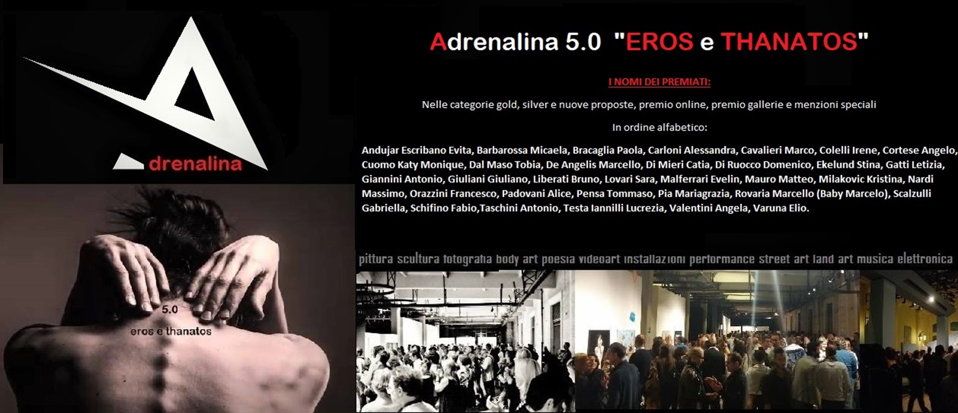 I premiati di Adrenalina 5.0 Eros & Thanatos